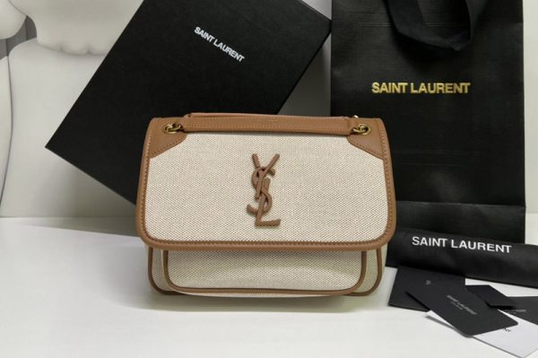 Replica Saint Laurent 533037 YSL niki baby Bag IN CANVAS AND SMOOTH LEATHER