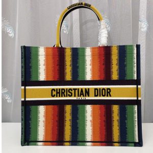 Replica Christian Dior M1286 Dior book tote Bag in Multicolor D-Stripes Embroidery