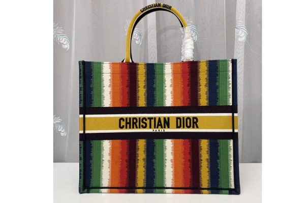 Replica Christian Dior M1286 Dior book tote Bag in Multicolor D-Stripes Embroidery