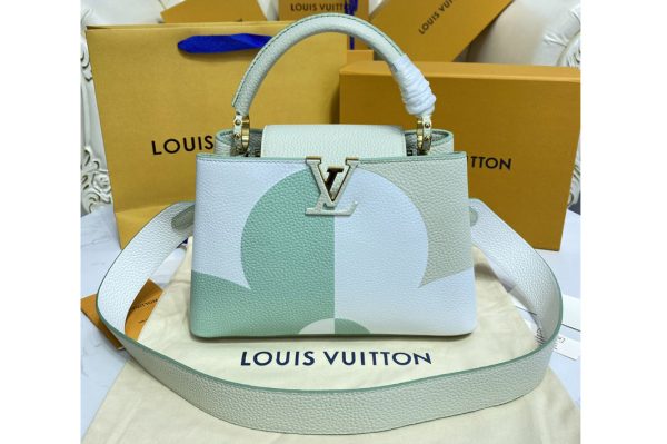 Replica Louis Vuitton M59711 LV Capucines BB handbag in Green/White Taurillon leather