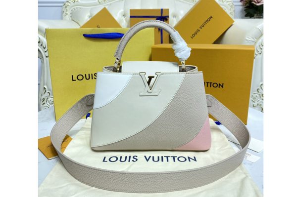 Replica Louis Vuitton M59863 LV Capucines BB handbag in Gray/Pink Taurillon leather