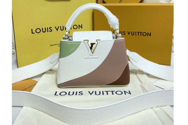 Replica Louis Vuitton M59864 LV Capucines Mini handbag in Pink/Green Taurillon leather