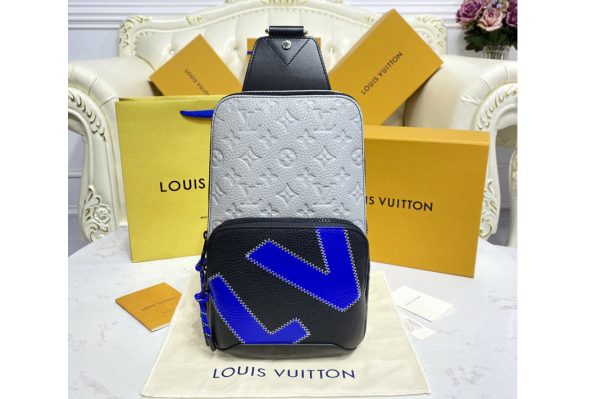 Replica Louis Vuitton M59926 LV Avenue Slingbag in Black and Gray Taurillon leather