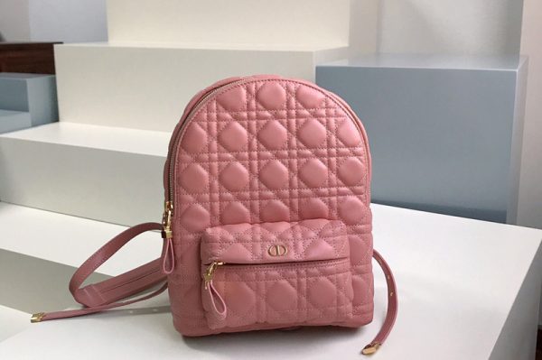 Replica Christian Dior M9221 Small Dior Backpack in Pink Cannage Lambskin