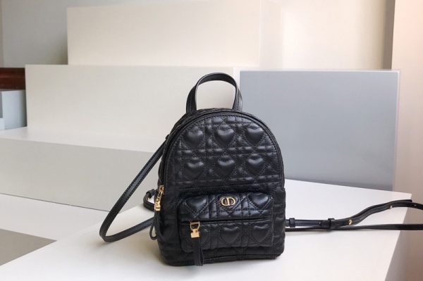 Replica Christian Dior M9222 Mini Dior Backpack in Black Cannage Lambskin