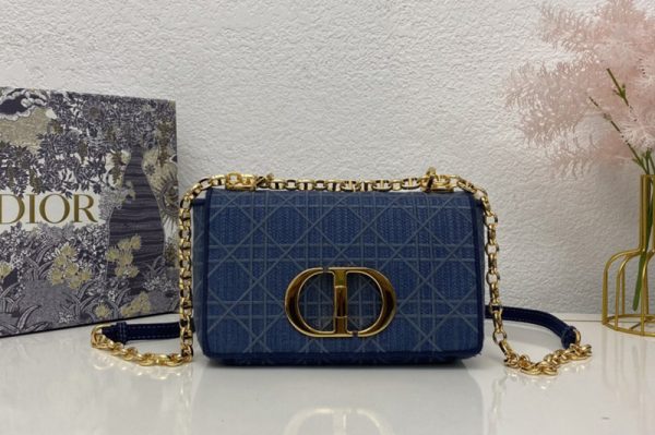 Replica Christian Dior M9241 Small Dior Caro bag in Blue Dior Cannage Denim