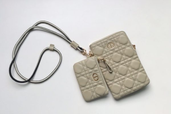 Replica Christian Dior S5036 Dior Caro Multifunctional Pouch in Apricot Supple Cannage Calfskin