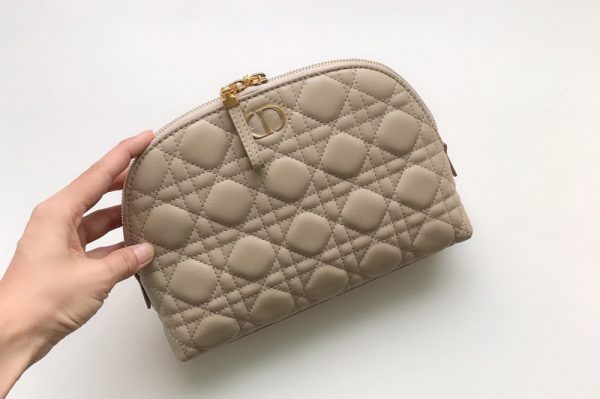 Replica Christian Dior S5047 Dior Caro Beauty Pouch in Apricot Supple Cannage Calfskin