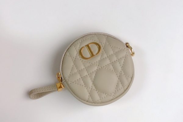 Replica Christian Dior S5088 Mini Dior Caro round pouch in Apricot Cannage Lambskin