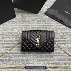 Replica Saint Laurent 600195 YSL ENVELOPE SMALL BAG IN MIX MATELASSÉ GRAIN DE POUDRE EMBOSSED LEATHER