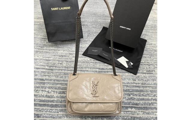 Replica Saint Laurent 533037 YSL niki baby Bag in apricot crinkled vintage leather