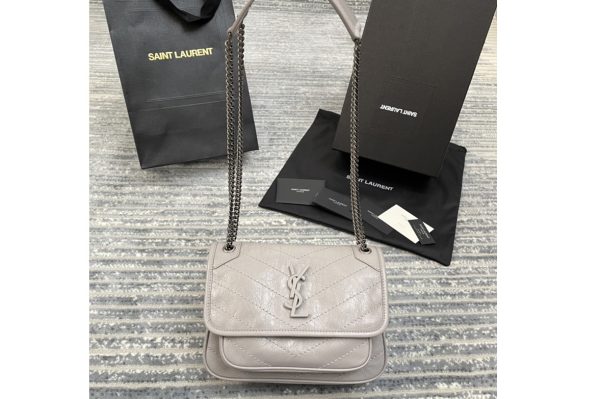 Replica Saint Laurent 533037 YSL niki baby Bag in Cream crinkled vintage leather