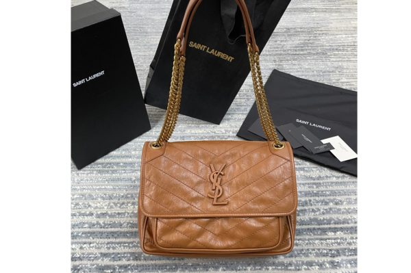 Replica Saint Laurent 633158 YSL NIKI MEDIUM Bag IN Tan VINTAGE CRINKLED LEATHER