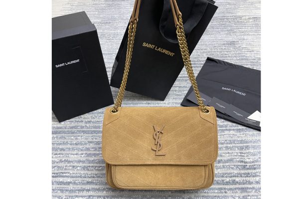 Replica Saint Laurent 633158 YSL NIKI MEDIUM Bag in Tan Y-QUILTED SUEDE