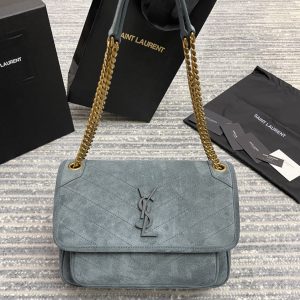 Replica Saint Laurent 633158 YSL NIKI MEDIUM Bag in Blue Y-QUILTED SUEDE