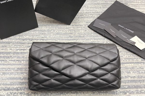 Replica Saint Laurent 655004 YSL sade puffer envelope clutch in Black lambskin