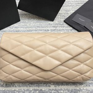 Replica Saint Laurent 655004 YSL sade puffer envelope clutch in Beige lambskin