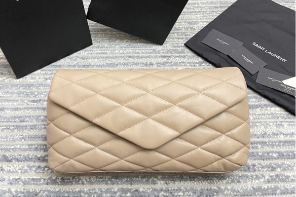 Replica Saint Laurent 655004 YSL sade puffer envelope clutch in Beige lambskin