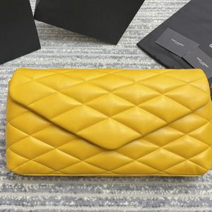 Replica Saint Laurent 655004 YSL sade puffer envelope clutch in Yellow lambskin