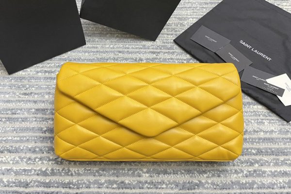 Replica Saint Laurent 655004 YSL sade puffer envelope clutch in Yellow lambskin