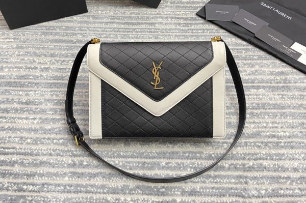 Replica Saint Laurent 668863 YSL GABY SATCHEL bag IN Black/White VINTAGE LAMBSKIN