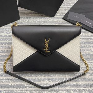 Replica Saint Laurent 668864 YSL GABY CHAIN BAG IN Black/White VINTAGE LAMBSKIN