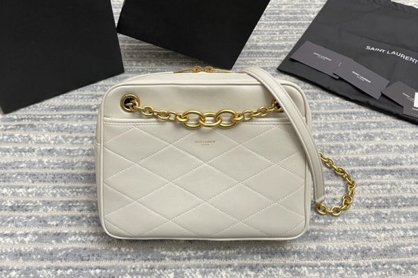 Replica Saint Laurent 669308 YSL LE MAILLON SMALL CHAIN BAG IN White QUILTED LAMBSKIN