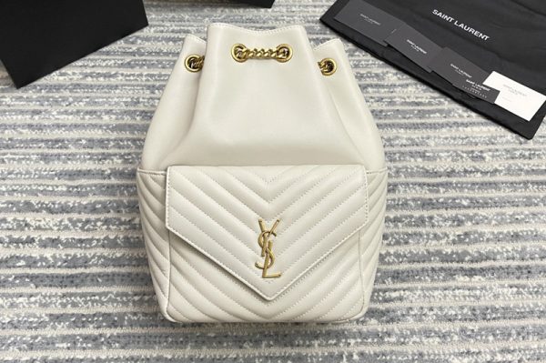 Replica Saint Laurent 672609 YSL JOE BACKPACK IN White LAMÉ LEATHER