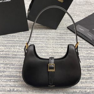 Replica Saint Laurent 672615 YSL LE FERMOIR HOBO BAG IN Black SHINY LEATHER