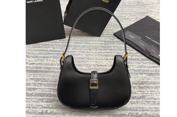 Replica Saint Laurent 672615 YSL LE FERMOIR HOBO BAG IN Black SHINY LEATHER