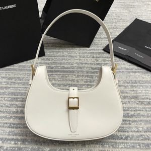 Replica Saint Laurent 672615 YSL LE FERMOIR HOBO BAG IN White SHINY LEATHER