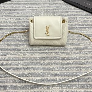 Replica Saint Laurent 672738 YSL MONOGRAM MINI NOLITA bag IN White LAMÉ LEATHER