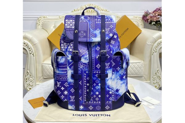 Replica Louis Vuitton M20554 LV Christopher PM Backpack in Blue cowhide leather