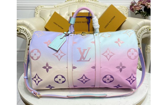 Replica Louis Vuitton M59943 LV Keepall Bandoulière 50 Bag in Sunrise Pastel Monogram Canvas