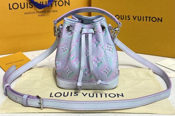 Replica Louis Vuitton M81463 LV Nano Noé Bucket Bag in Purple Monogram Empreinte leather