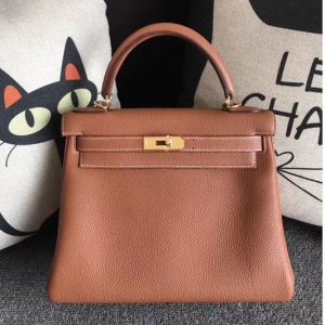 Replica Hermes Kelly 28 Tote Bags Original Tan Togo Leather Full Handstitched