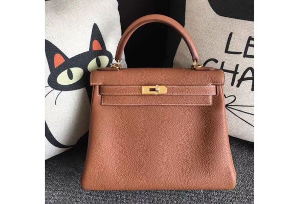 Replica Hermes Kelly 28 Tote Bags Original Tan Togo Leather Full Handstitched