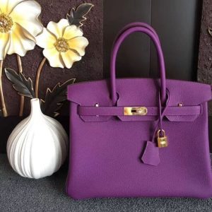 Replica Hermes Birkin 30 Tote Bags Original Purple Togo Leather Full Handstitched