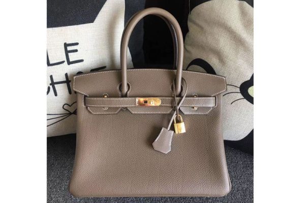 Replica Hermes Birkin 30 Tote Bags Original Gray Togo Leather Full Handstitched