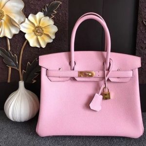 Replica Hermes Birkin 30 Tote Bags Original Pink Togo Leather Full Handstitched