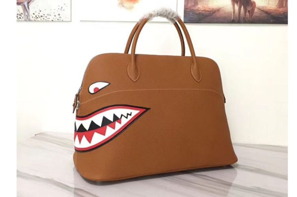 Replica Hermes Limited Edition Shark 45cm Bolide Bags Original Togo Leather Tan