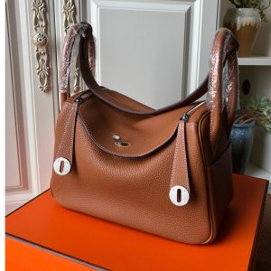 Replica Hermes Lindy 26cm Bag in Original Brown Togo Leather With Silver Buckle