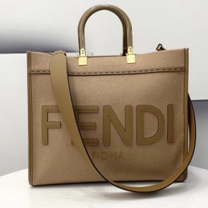 Replica Fendi 8BH386 Medium Sunshine Shopper bag in Brown flannel