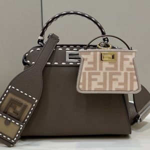 Replica Fendi 8BN244 Peekaboo Mini Bag in Dark grey leather