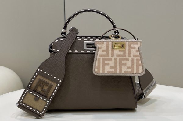 Replica Fendi 8BN244 Peekaboo Mini Bag in Dark grey leather