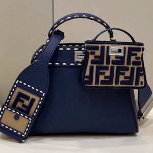 Replica Fendi 8BN244 Peekaboo Mini Bag in Blue leather