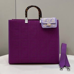 Replica Fendi 8BH386 Medium Sunshine Shopper bag in Purple FF fabric