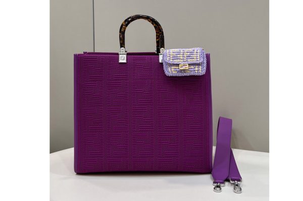 Replica Fendi 8BH386 Medium Sunshine Shopper bag in Purple FF fabric