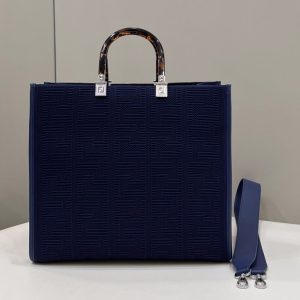 Replica Fendi 8BH386 Medium Sunshine Shopper bag in Blue FF fabric