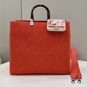 Replica Fendi 8BH386 Medium Sunshine Shopper bag in Red FF fabric